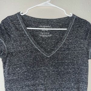 Dark grey, light V neck